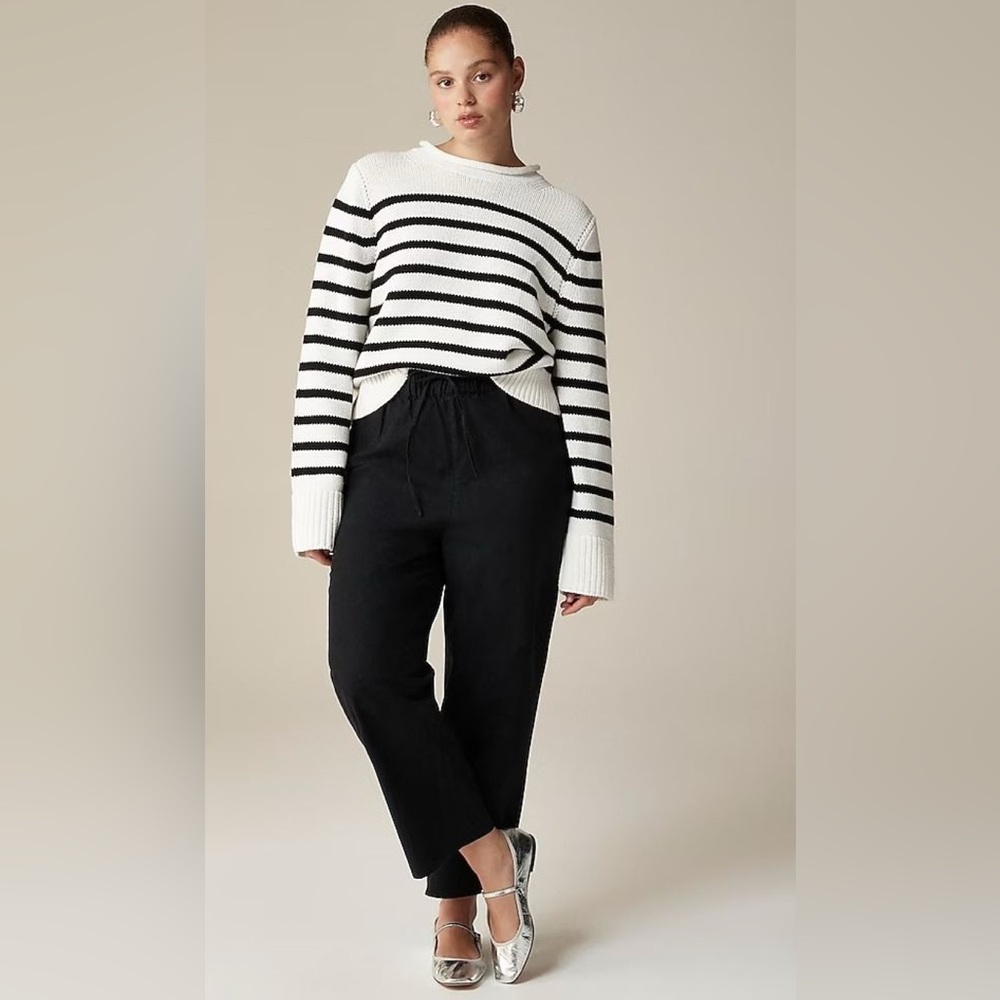J. Crew Black and White Striped Rollneck Sweater!